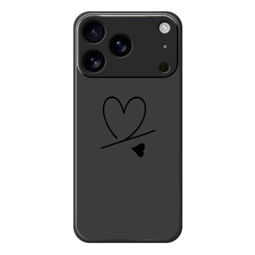 For iPhone 17 Pro Max Case Black Love Pattern Printing Straight Edge TPU Phone Back Cover - Black