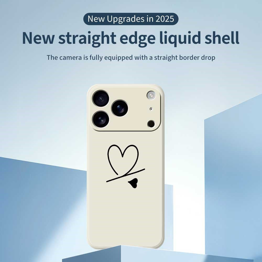 For iPhone 17 Pro Max Case Black Love Pattern Printing Straight Edge TPU Phone Back Cover - Black