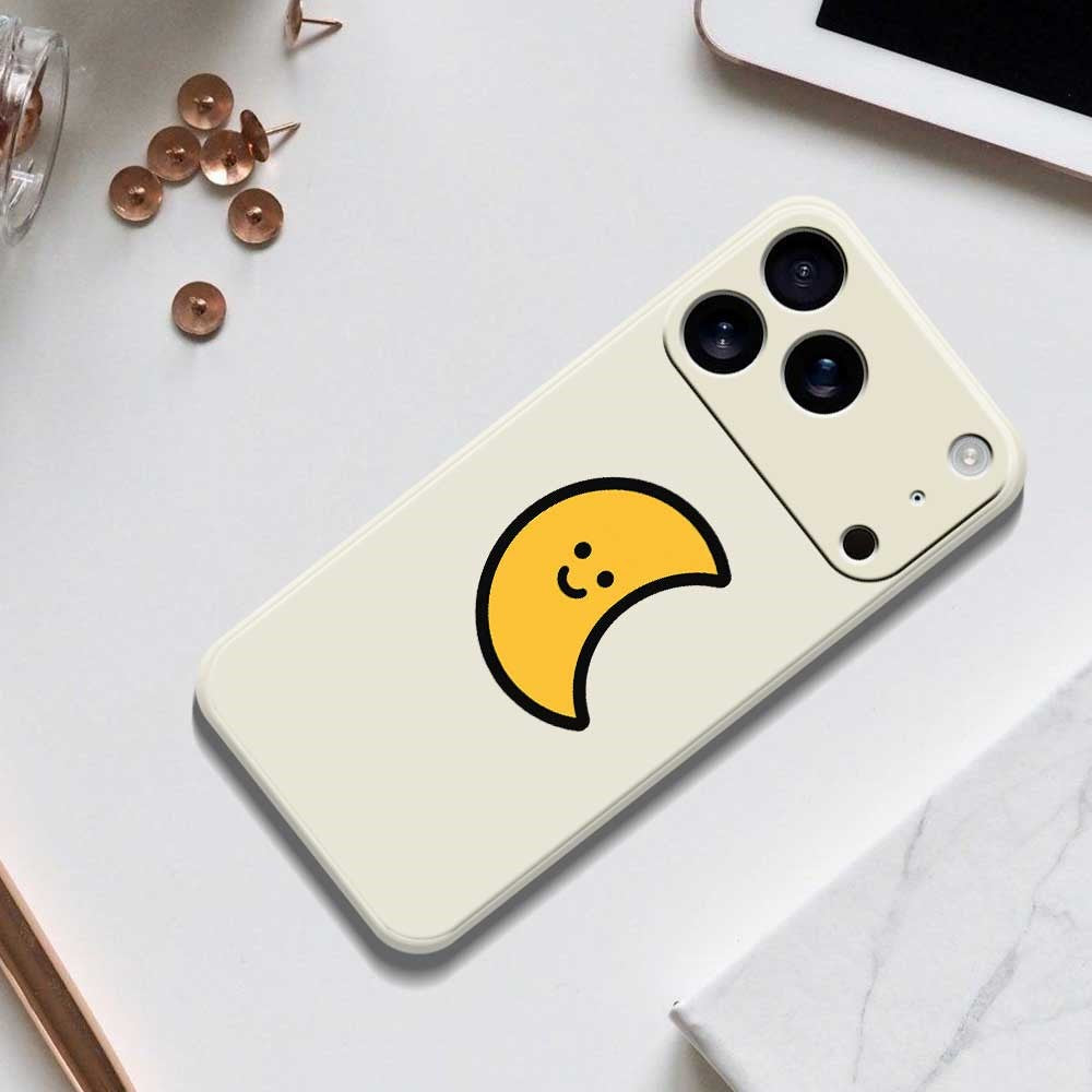 For iPhone 17 Pro Max Case Yellow Moon Pattern Printing Straight Edge TPU Phone Back Cover - Purple