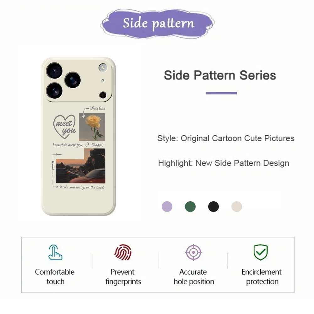 For iPhone 17 Pro Max Case Meet You Photo Pattern Printing Straight Edge TPU Phone Back Cover - Beige