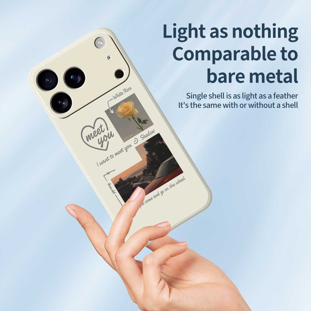 For iPhone 17 Pro Max Case Meet You Photo Pattern Printing Straight Edge TPU Phone Back Cover - Green