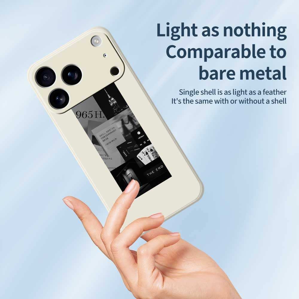 For iPhone 17 Pro Max Case Stitching Photos Pattern Printing Straight Edge TPU Phone Back Cover - Beige