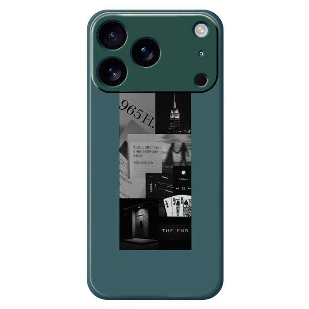 For iPhone 17 Pro Max Case Stitching Photos Pattern Printing Straight Edge TPU Phone Back Cover - Green
