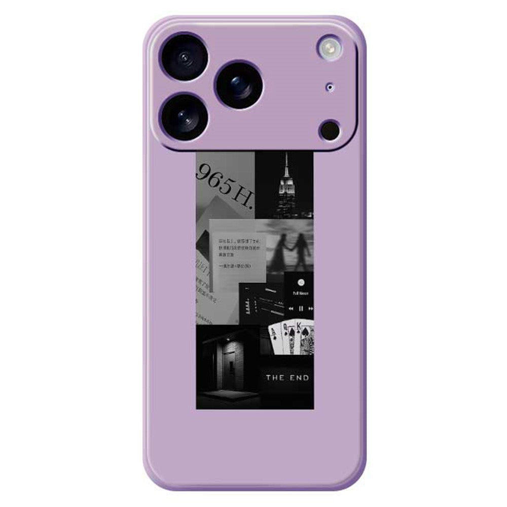 For iPhone 17 Pro Max Case Stitching Photos Pattern Printing Straight Edge TPU Phone Back Cover - Purple
