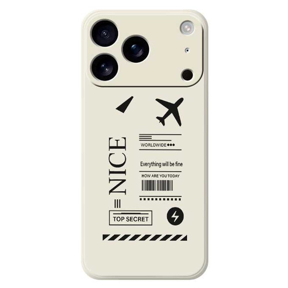 For iPhone 17 Pro Max Case Boarding Ticket Pattern Printing Straight Edge TPU Phone Back Cover - Beige