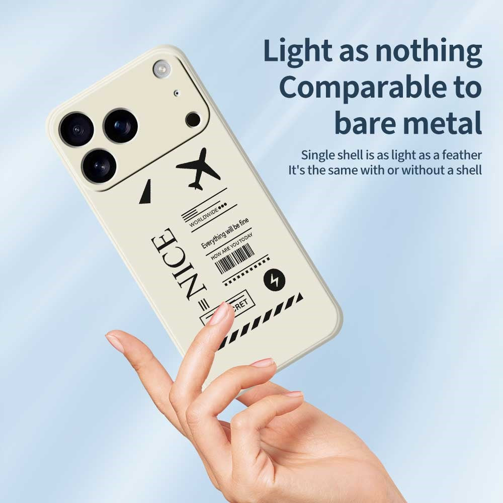 For iPhone 17 Pro Max Case Boarding Ticket Pattern Printing Straight Edge TPU Phone Back Cover - Beige