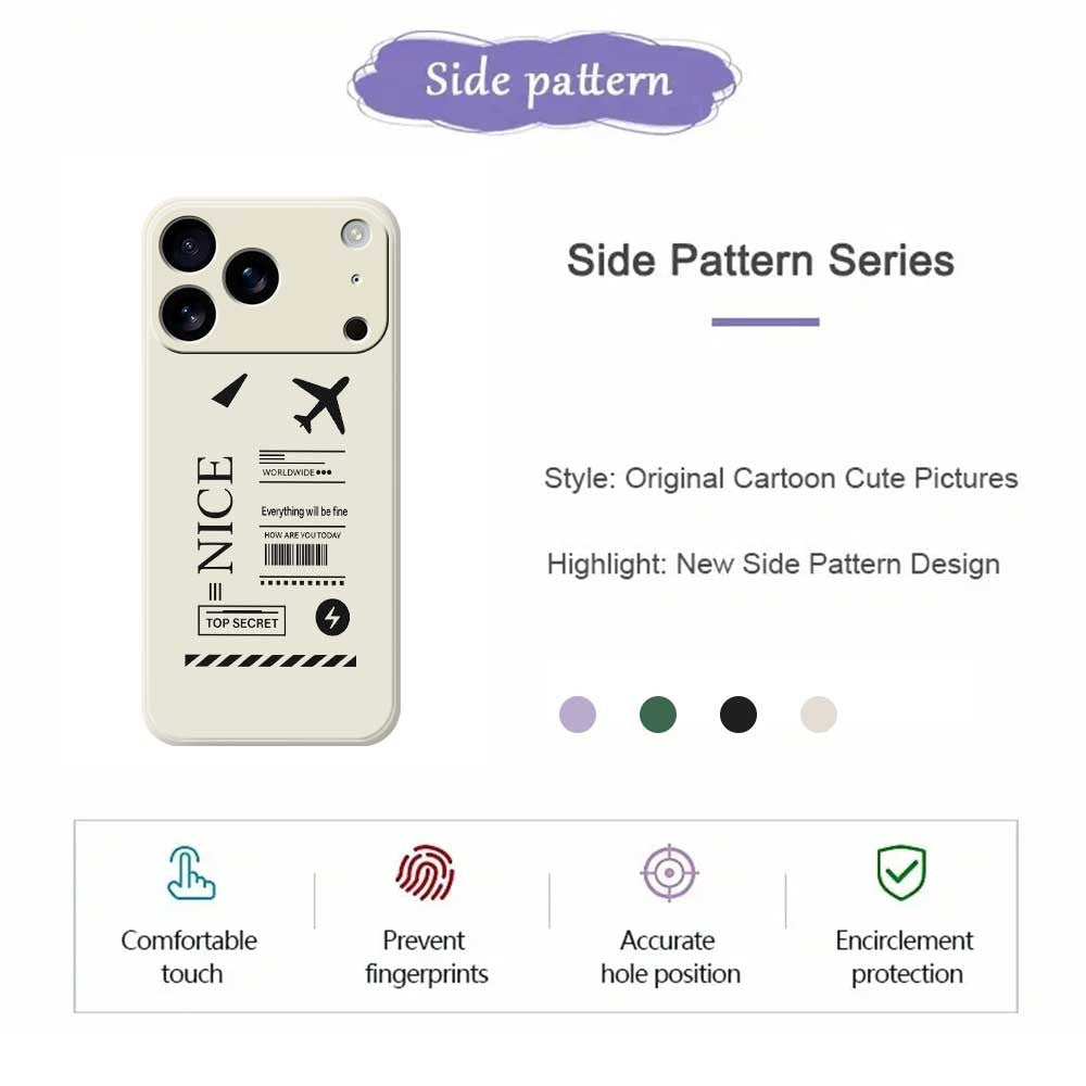 For iPhone 17 Pro Max Case Boarding Ticket Pattern Printing Straight Edge TPU Phone Back Cover - Beige