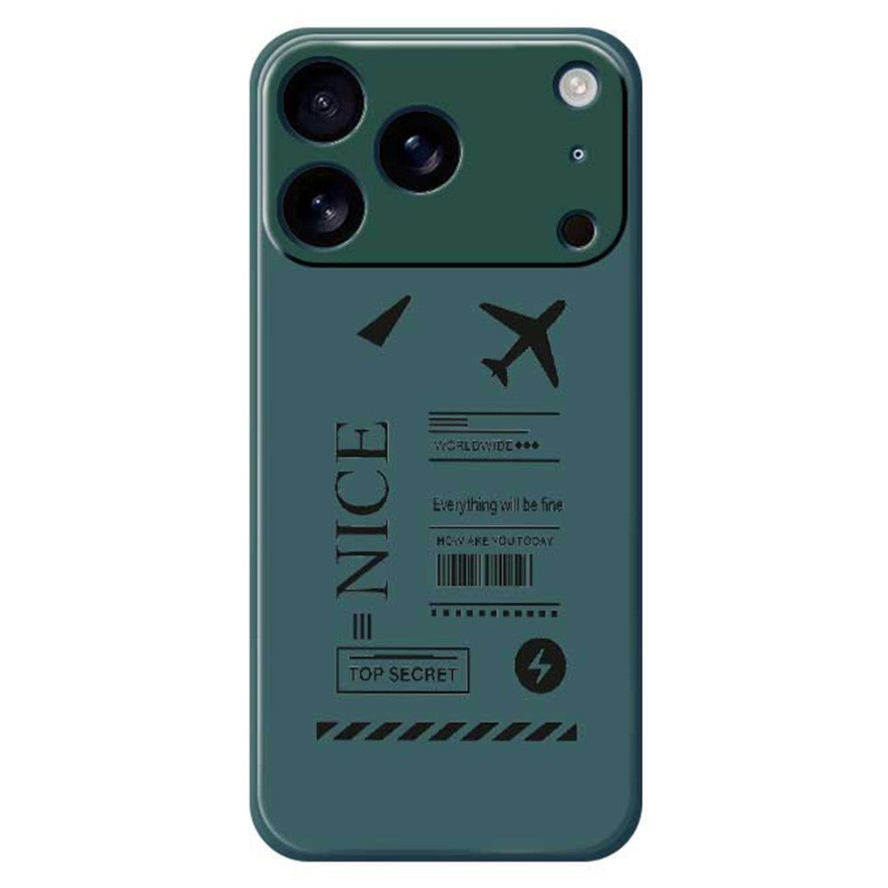 For iPhone 17 Pro Max Case Boarding Ticket Pattern Printing Straight Edge TPU Phone Back Cover - Green