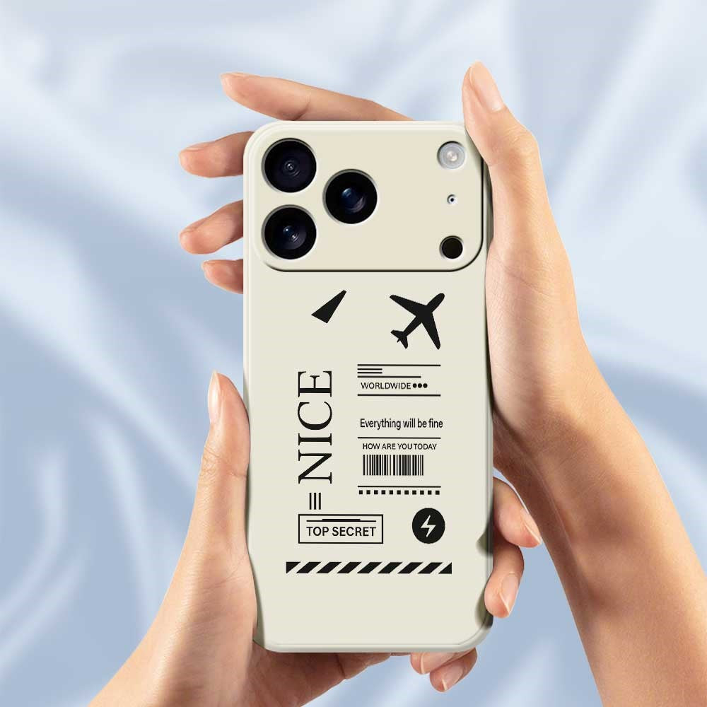 For iPhone 17 Pro Max Case Boarding Ticket Pattern Printing Straight Edge TPU Phone Back Cover - Green