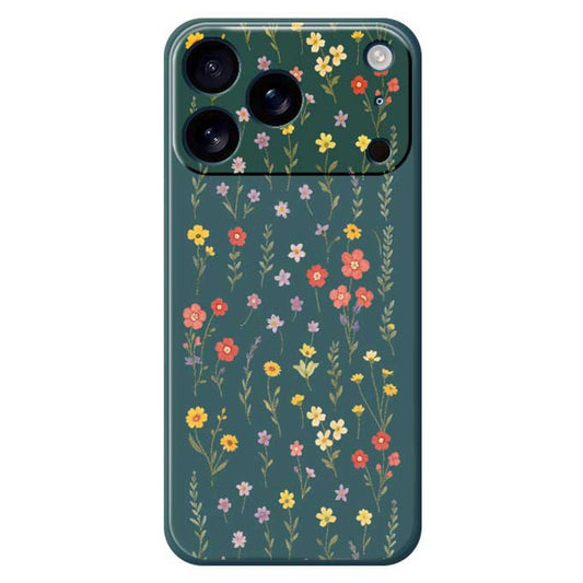 For iPhone 17 Pro Max Case Flowers and Grass Pattern Printing Straight Edge TPU Phone Back Cover - Green