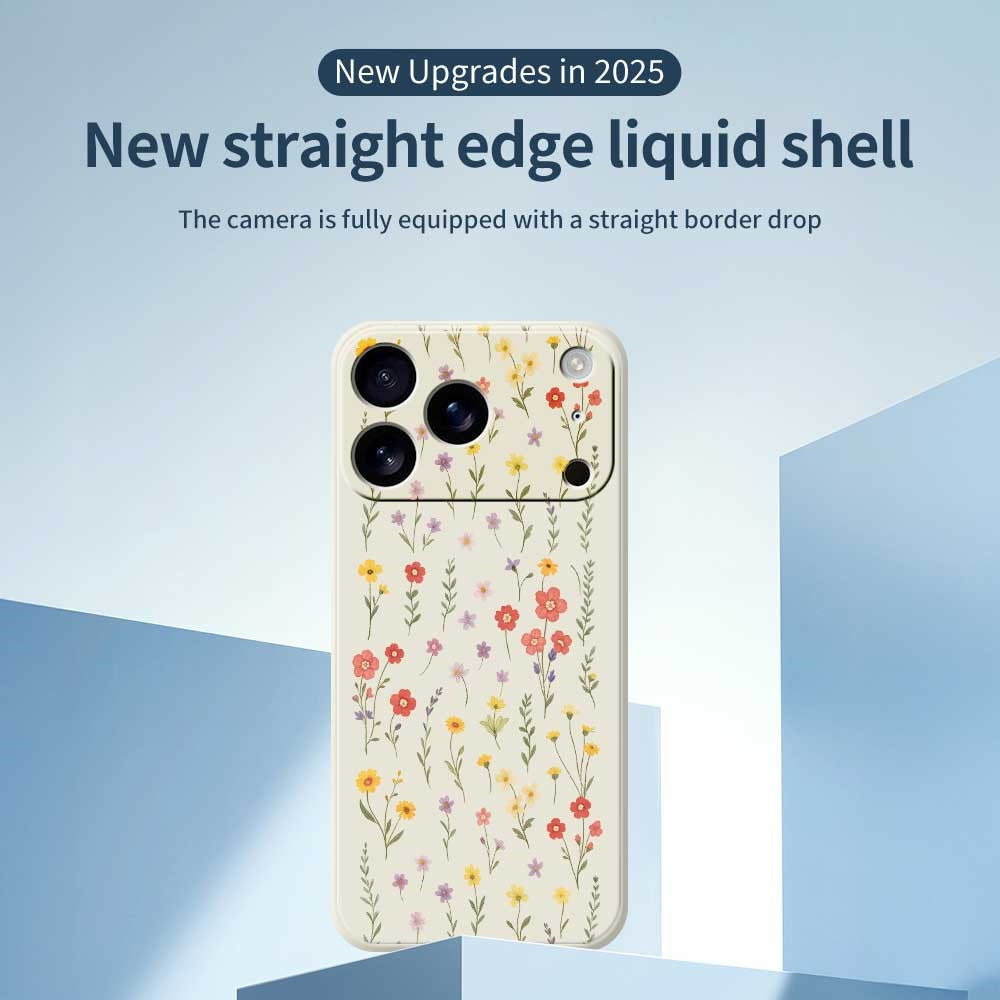 For iPhone 17 Pro Max Case Flowers and Grass Pattern Printing Straight Edge TPU Phone Back Cover - Green