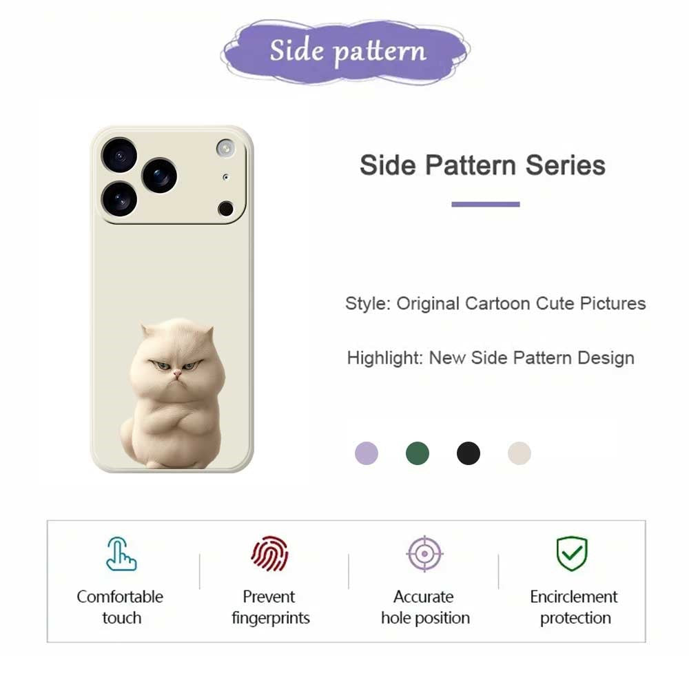 For iPhone 17 Pro Max Case Angry Cat Pattern Printing Straight Edge TPU Phone Back Cover - Green