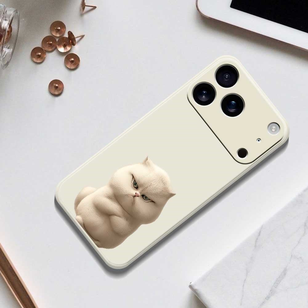 For iPhone 17 Pro Max Case Angry Cat Pattern Printing Straight Edge TPU Phone Back Cover - Green