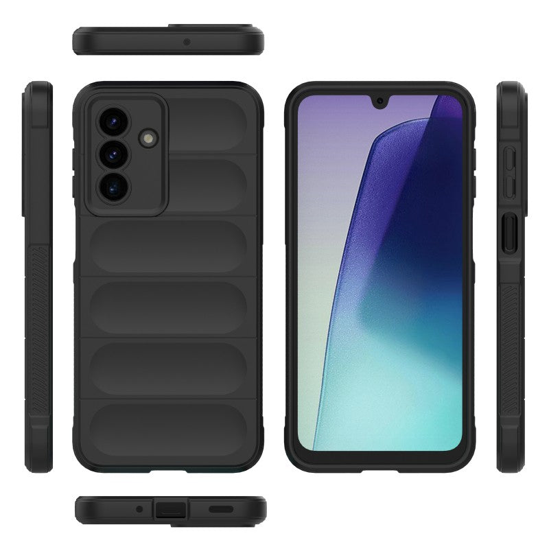 For Samsung Galaxy A17 5G TPU Case WANLONFENG HD Series Anti Slip Phone Cover with Tempered Glass - Black