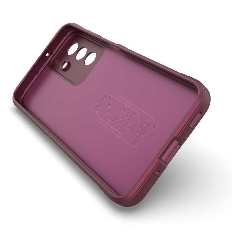 For Samsung Galaxy A17 5G TPU Case WANLONFENG HD Series Anti Slip Phone Cover with Tempered Glass - Wine Red