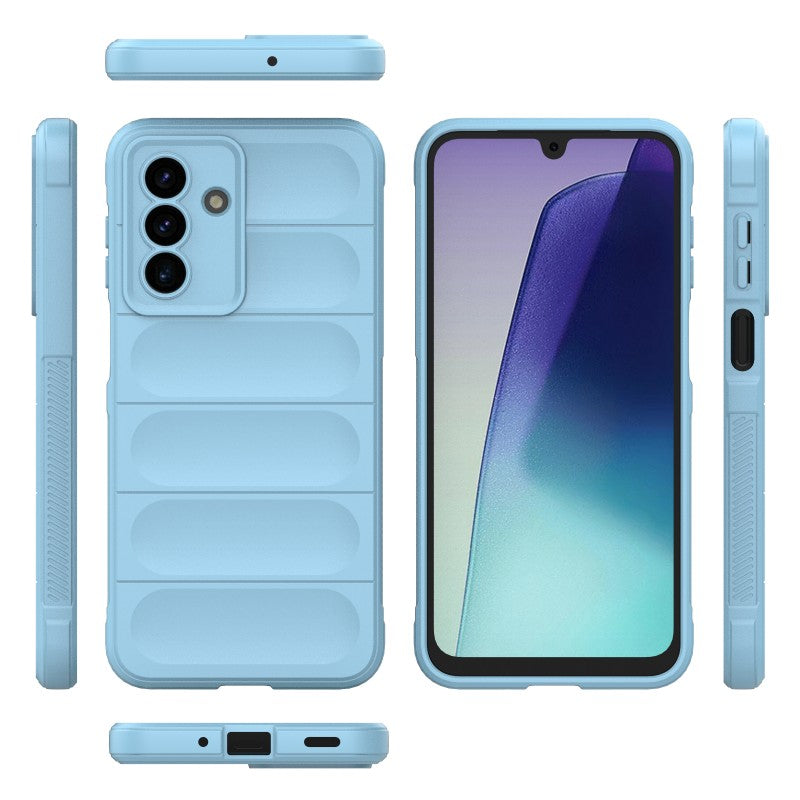 For Samsung Galaxy A17 5G TPU Case WANLONFENG HD Series Anti Slip Phone Cover with Tempered Glass - Baby Blue