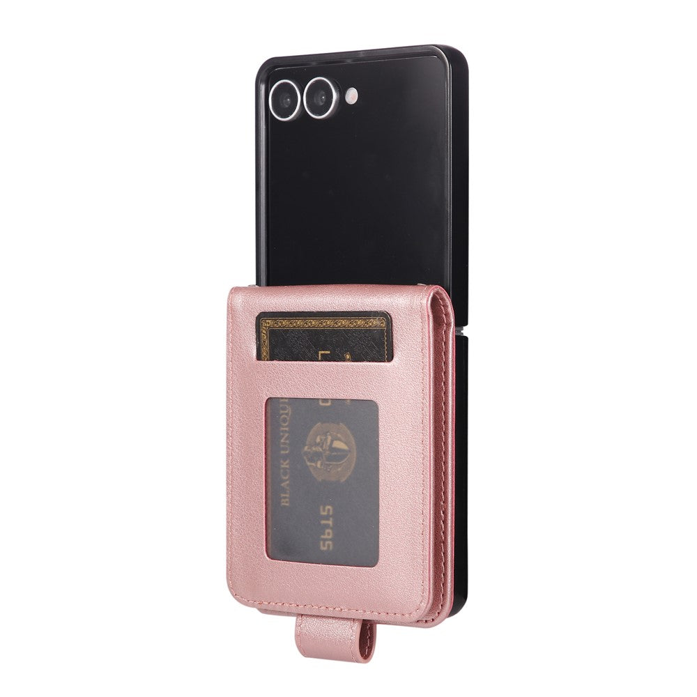 For Samsung Galaxy Z Flip7 5G Case Magnetic Clasp PU Leather Phone Cover with Card Slot - Rose Gold