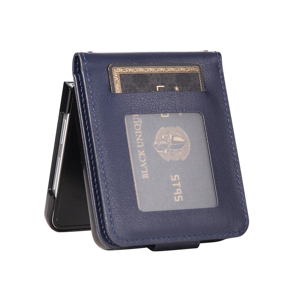 For Samsung Galaxy Z Flip7 5G Case Magnetic Clasp PU Leather Phone Cover with Card Slot - Blue