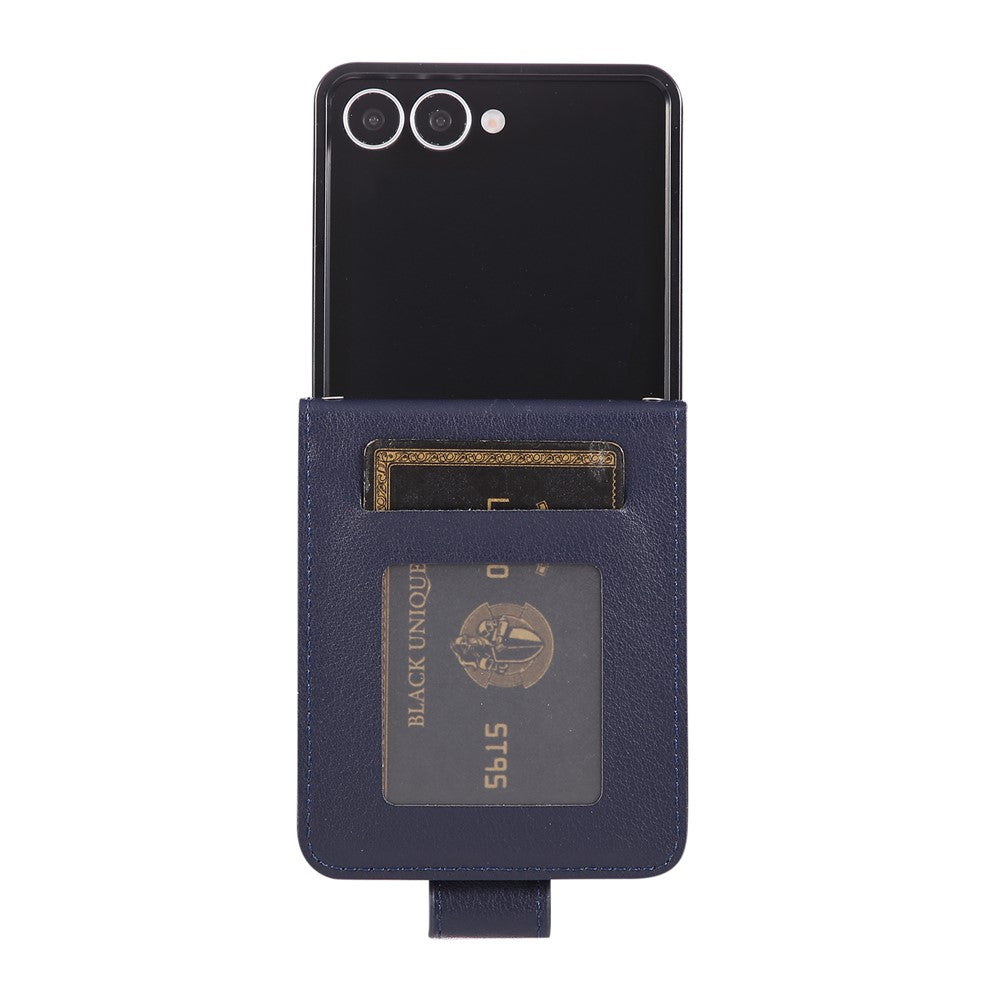 For Samsung Galaxy Z Flip7 5G Case Magnetic Clasp PU Leather Phone Cover with Card Slot - Blue