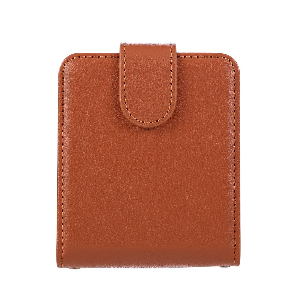 For Samsung Galaxy Z Flip7 5G Case Magnetic Clasp PU Leather Phone Cover with Card Slot - Brown