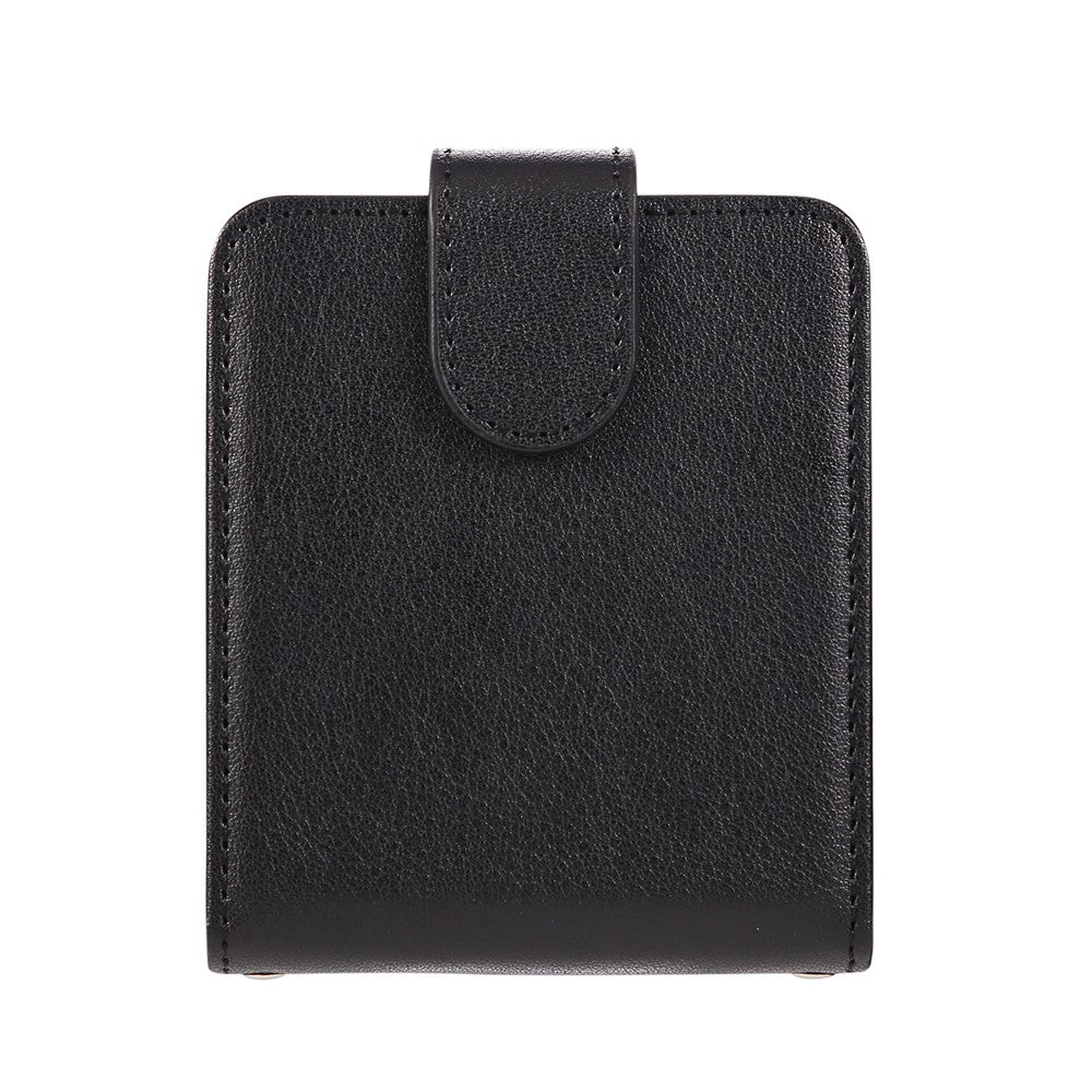For Samsung Galaxy Z Flip7 5G Case Magnetic Clasp PU Leather Phone Cover with Card Slot - Black