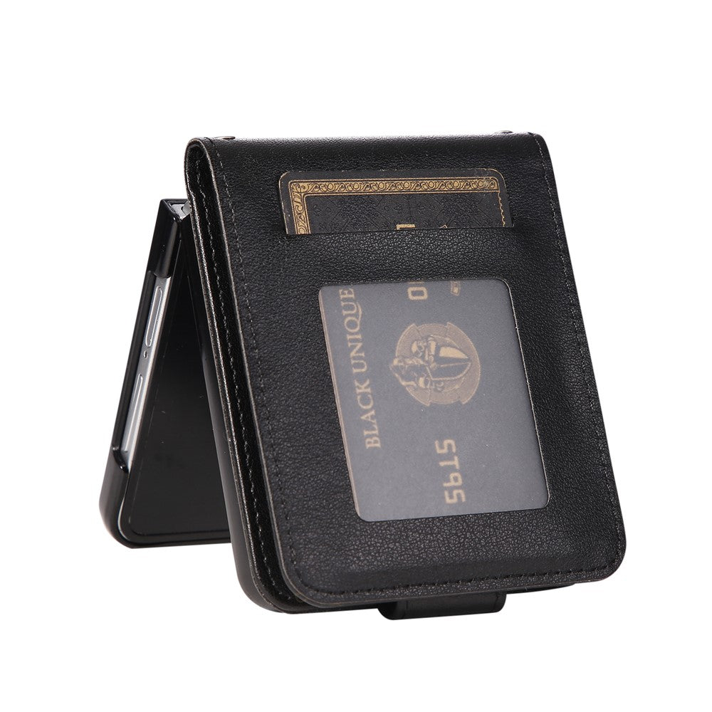 For Samsung Galaxy Z Flip7 5G Case Magnetic Clasp PU Leather Phone Cover with Card Slot - Black
