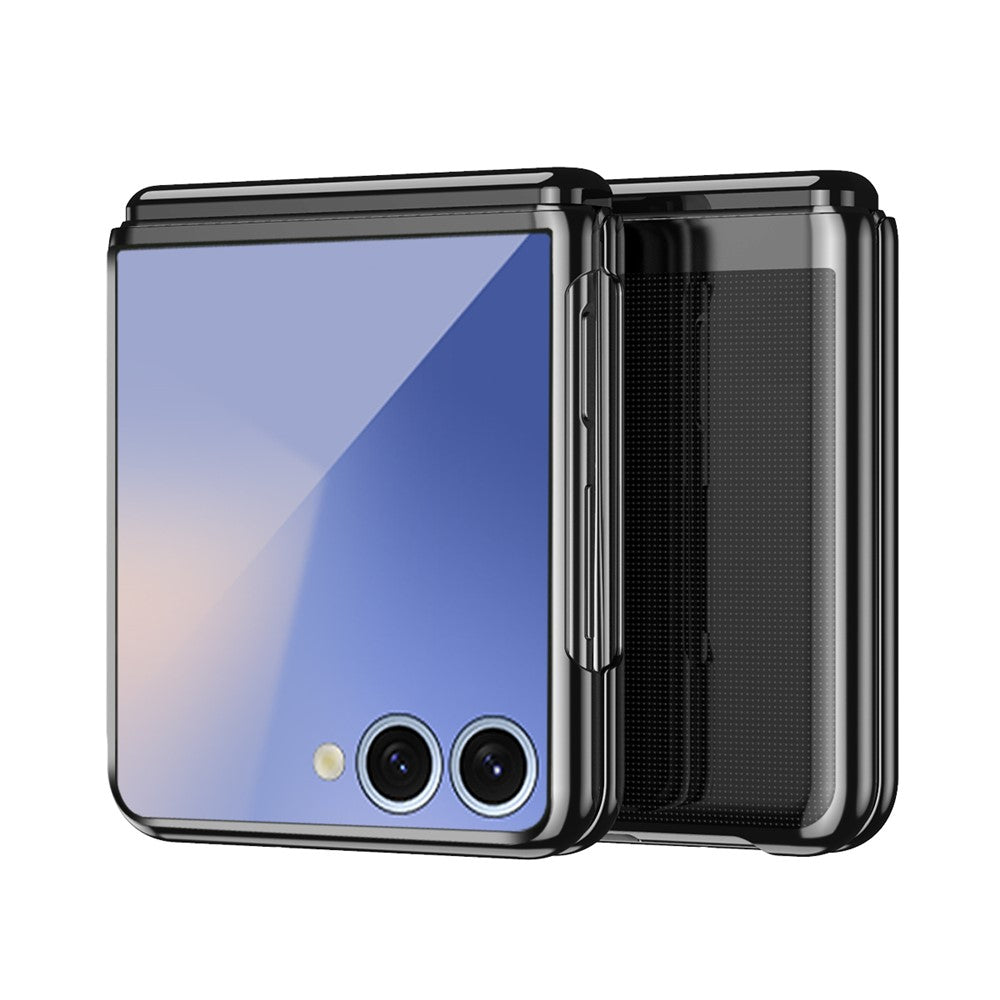 For Samsung Galaxy Z Flip7 5G Case Clear PC Electroplating Hard Phone Cover - Black