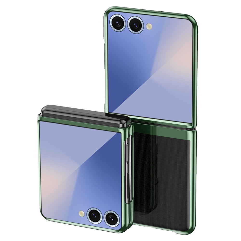For Samsung Galaxy Z Flip7 5G Case Clear PC Electroplating Hard Phone Cover - Green