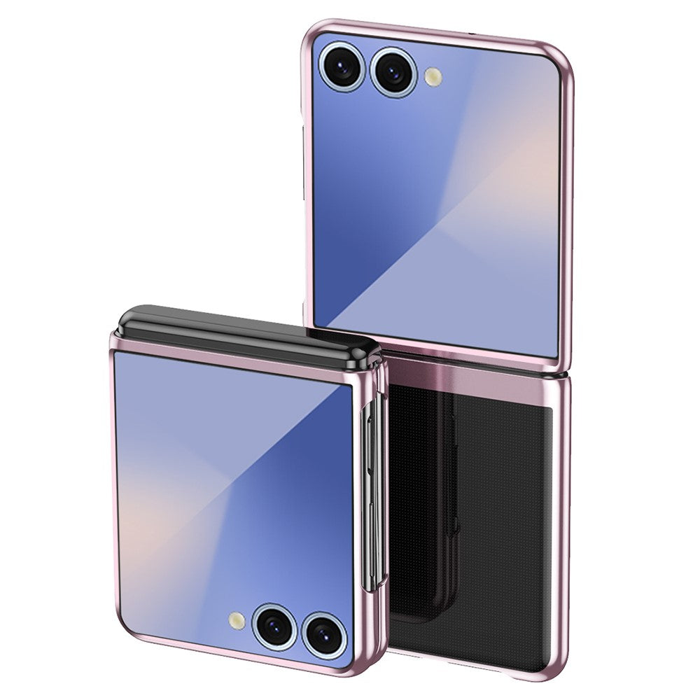 For Samsung Galaxy Z Flip7 5G Case Clear PC Electroplating Hard Phone Cover - Rose Gold