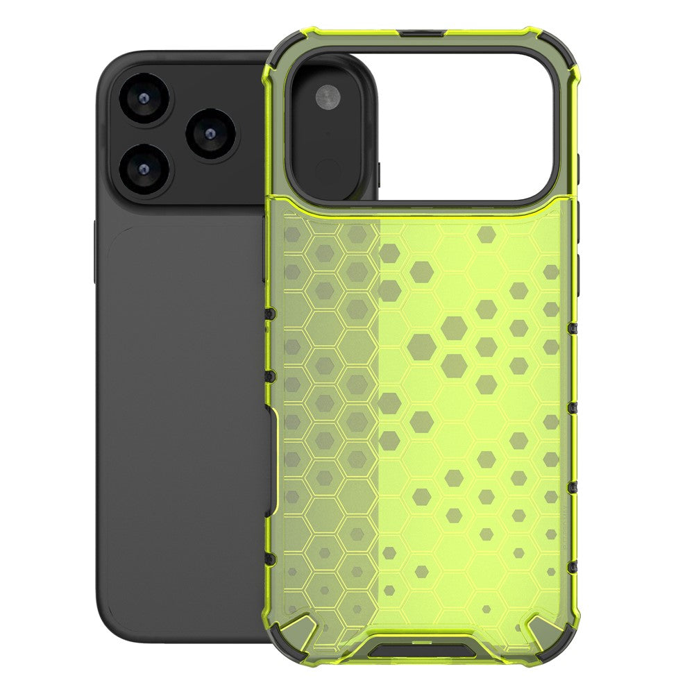 For iPhone 17 Pro Max Case Honeycomb Shape Shockproof PC + TPU Phone Cover - Green