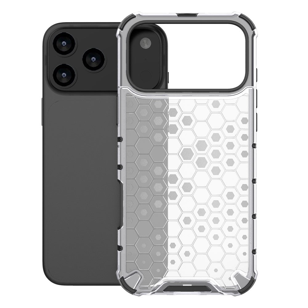 For iPhone 17 Pro Max Case Honeycomb Shape Shockproof PC + TPU Phone Cover - Grey