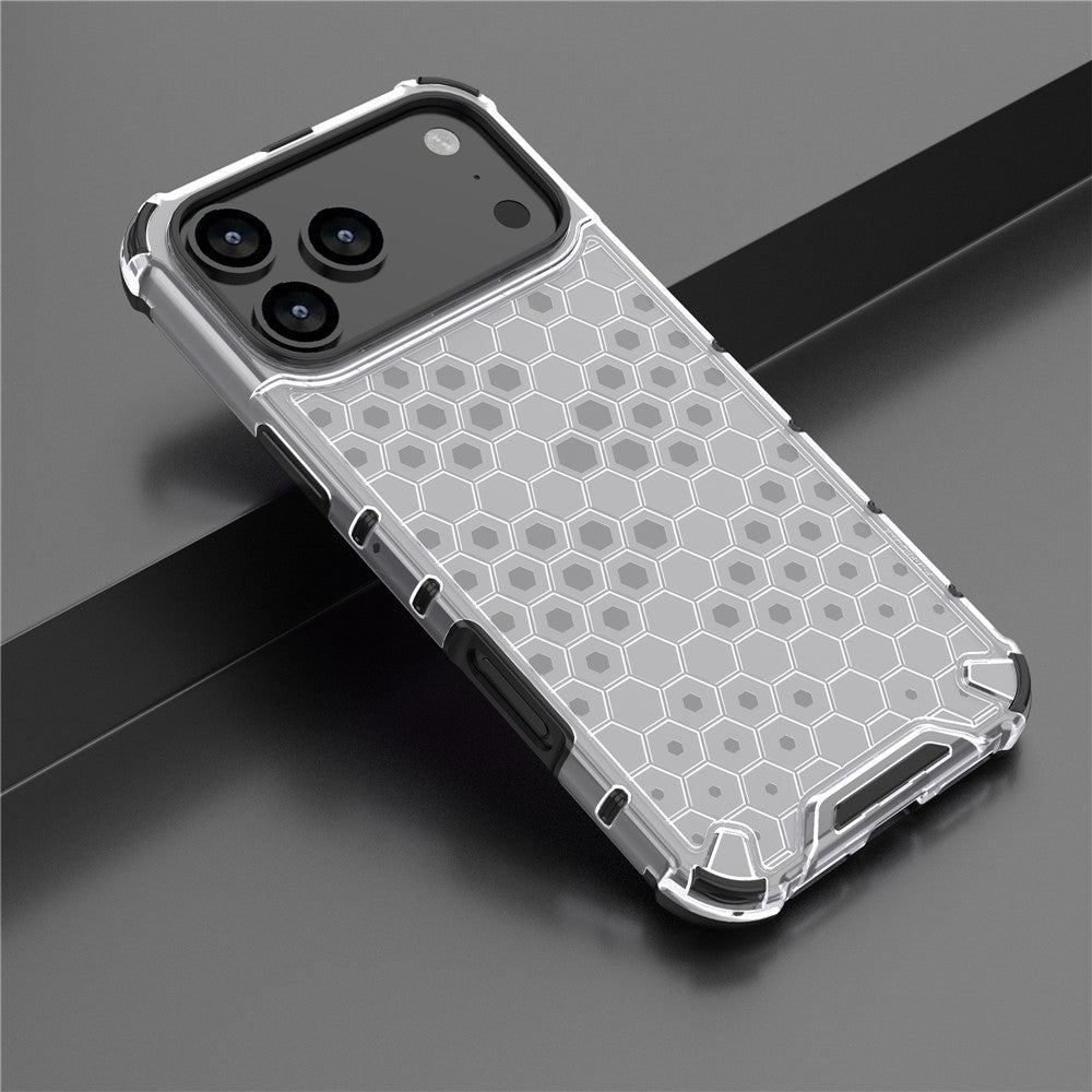 For iPhone 17 Pro Max Case Honeycomb Shape Shockproof PC + TPU Phone Cover - Grey