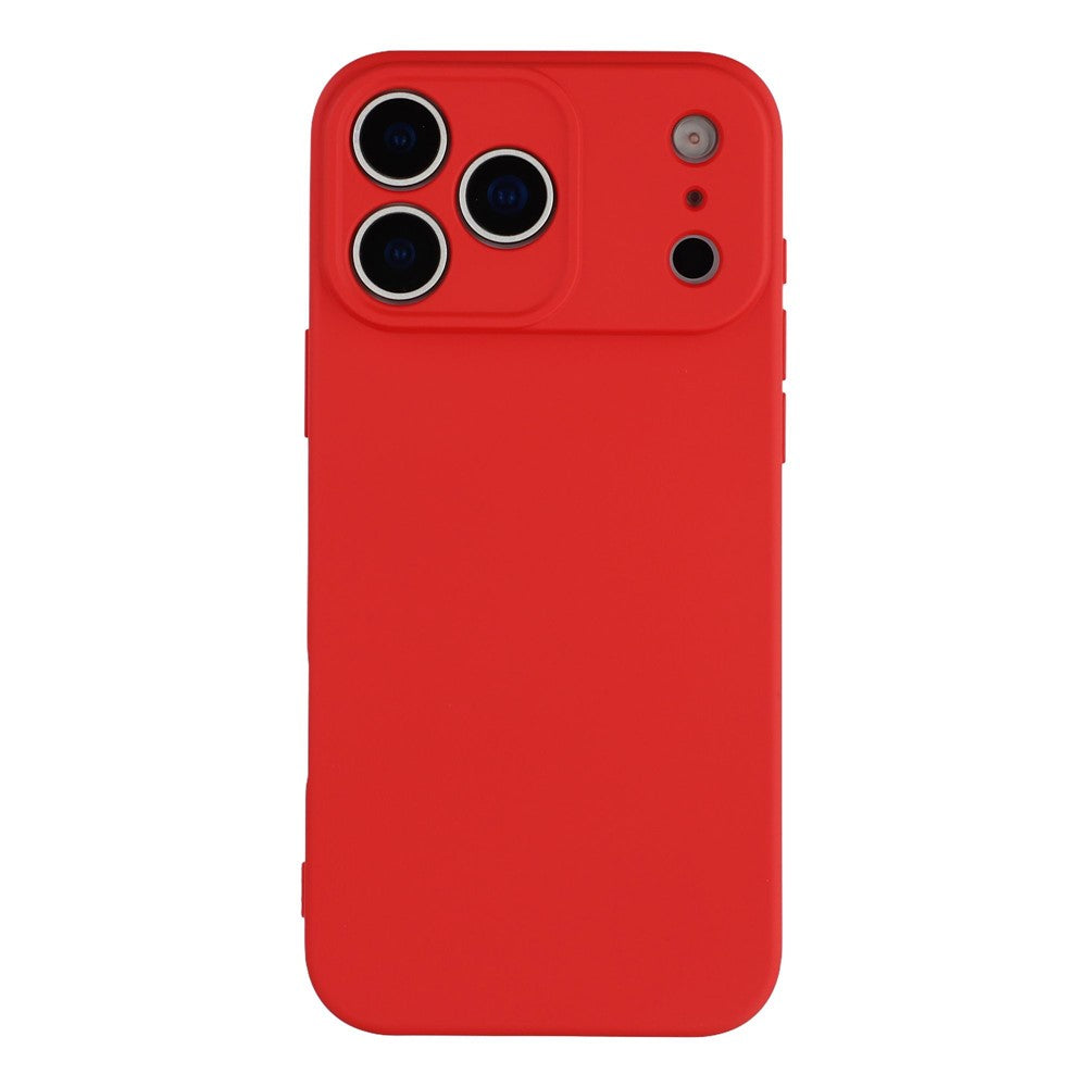 For iPhone 17 Pro Max Case TPU Back Soft Anti-Scratch Fiber Lining Phone Cover - Red