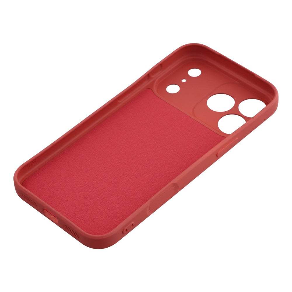 For iPhone 17 Pro Max Case TPU Back Soft Anti-Scratch Fiber Lining Phone Cover - Hawthorn Red