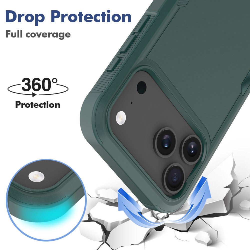 For iPhone 17 Pro Max Case 2 in 1 PC + TPU Shockproof Phone Cover - Dark Green