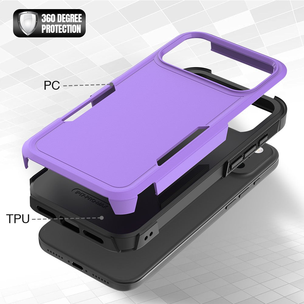 For iPhone 17 Pro Max Case 2 in 1 PC + TPU Shockproof Phone Cover - Purple