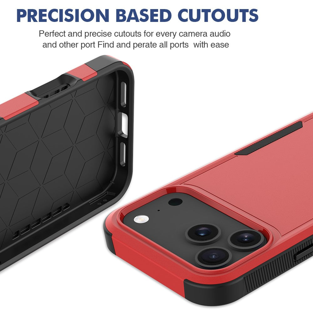 For iPhone 17 Pro Max Case 2 in 1 PC + TPU Shockproof Phone Cover - Red
