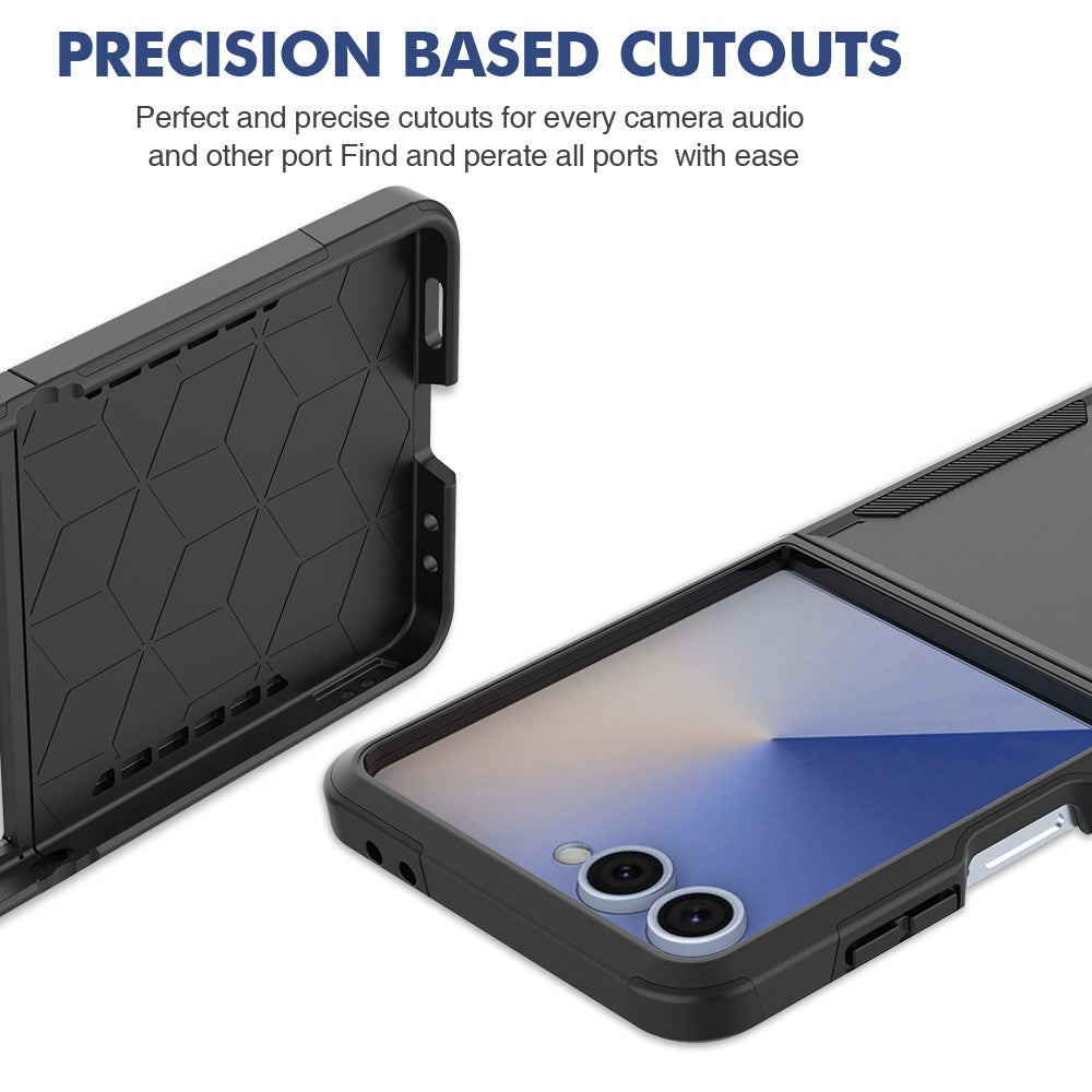 For Samsung Galaxy Z Flip7 5G Case 2 in 1 PC + TPU Shockproof Phone Cover - Black