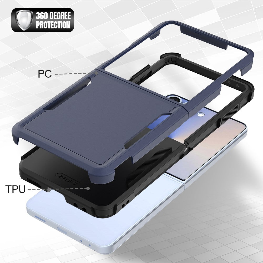 For Samsung Galaxy Z Flip7 5G Case 2 in 1 PC + TPU Shockproof Phone Cover - Dark Blue
