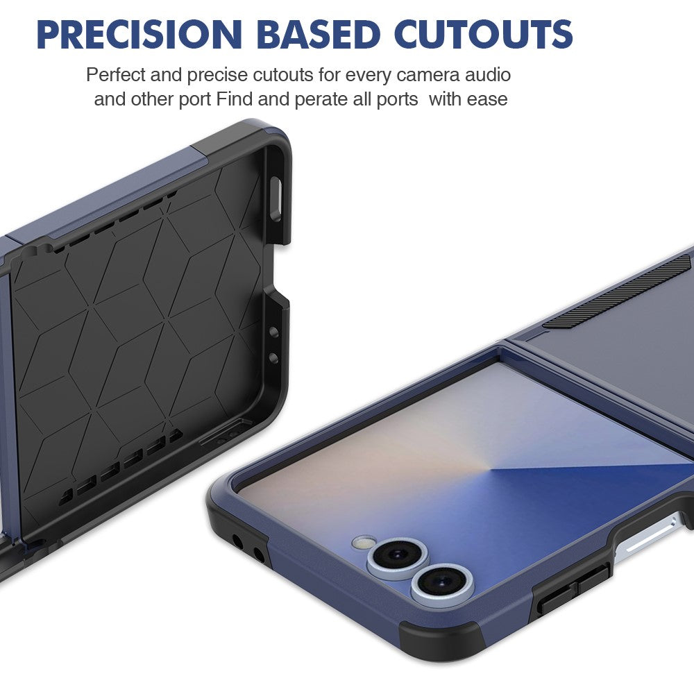 For Samsung Galaxy Z Flip7 5G Case 2 in 1 PC + TPU Shockproof Phone Cover - Dark Blue