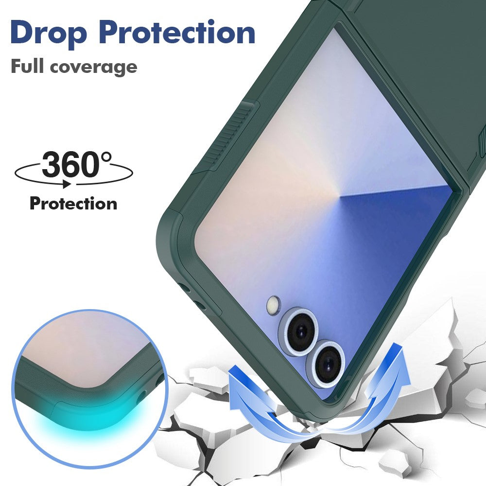 For Samsung Galaxy Z Flip7 5G Case 2 in 1 PC + TPU Shockproof Phone Cover - Dark Green