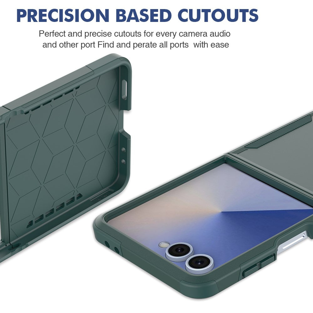 For Samsung Galaxy Z Flip7 5G Case 2 in 1 PC + TPU Shockproof Phone Cover - Dark Green