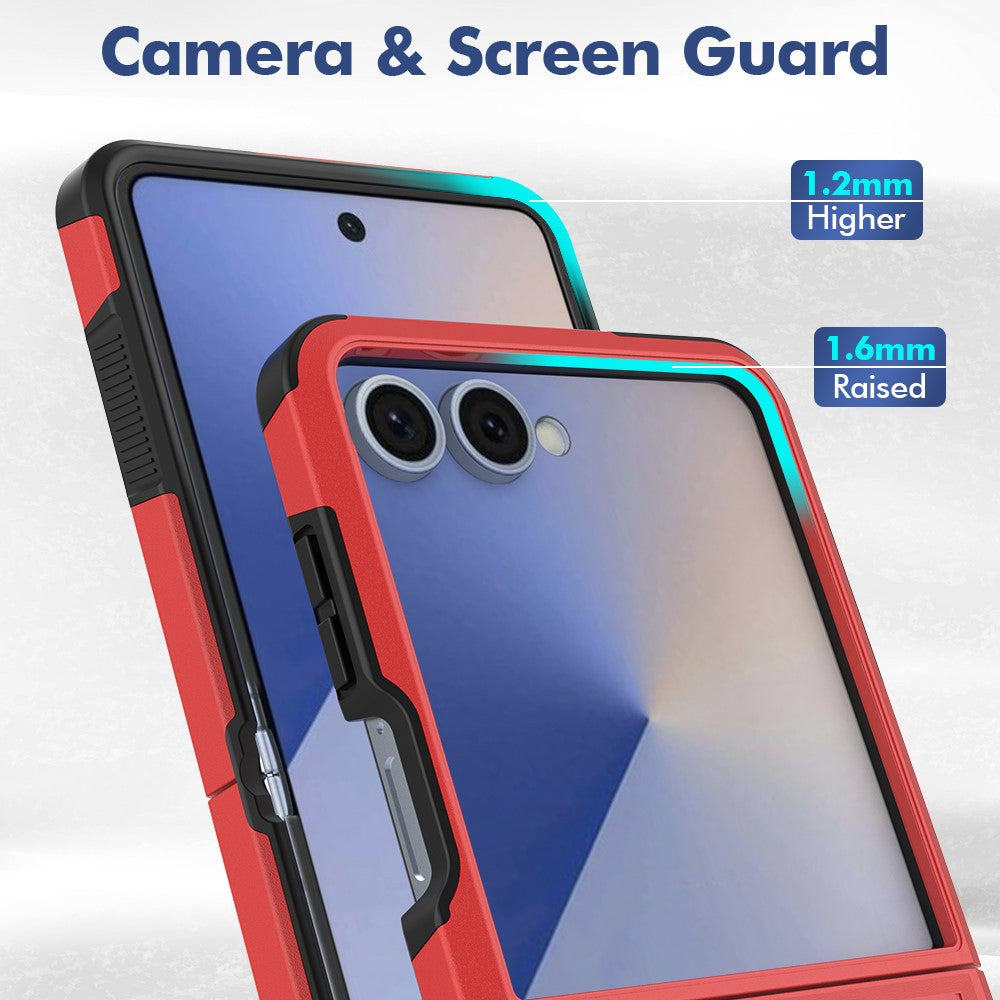 For Samsung Galaxy Z Flip7 5G Case 2 in 1 PC + TPU Shockproof Phone Cover - Red