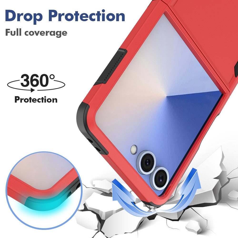 For Samsung Galaxy Z Flip7 5G Case 2 in 1 PC + TPU Shockproof Phone Cover - Red