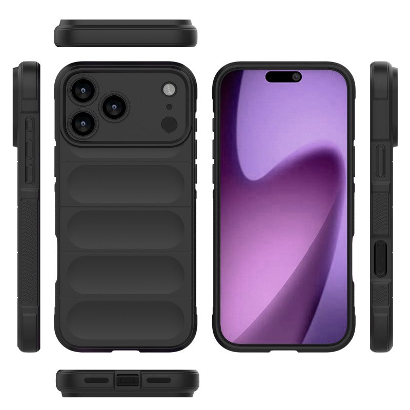 For iPhone 17 Pro Max TPU Case WANLONFENG HD Series Anti Slip Phone Cover with Tempered Glass - Black