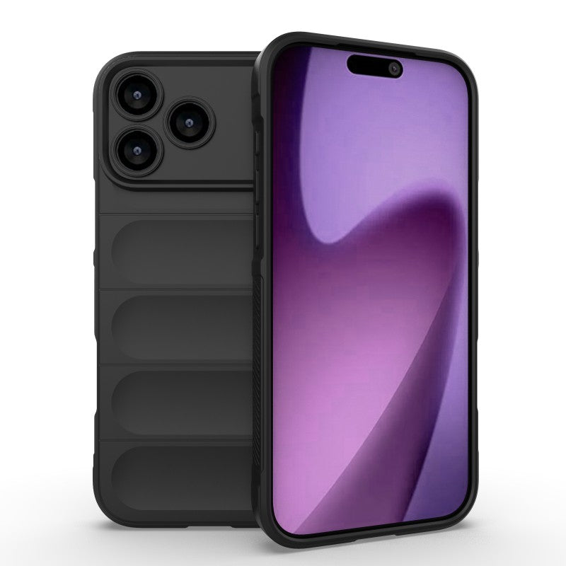 For iPhone 17 Pro Max TPU Case WANLONFENG HD Series Anti Slip Phone Cover with Tempered Glass - Black