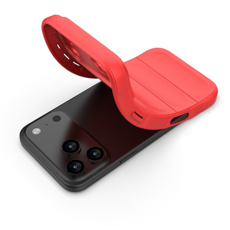 For iPhone 17 Pro Max TPU Case WANLONFENG HD Series Anti Slip Phone Cover with Tempered Glass - Red