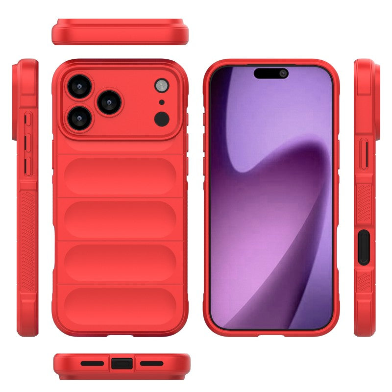 For iPhone 17 Pro Max TPU Case WANLONFENG HD Series Anti Slip Phone Cover with Tempered Glass - Red