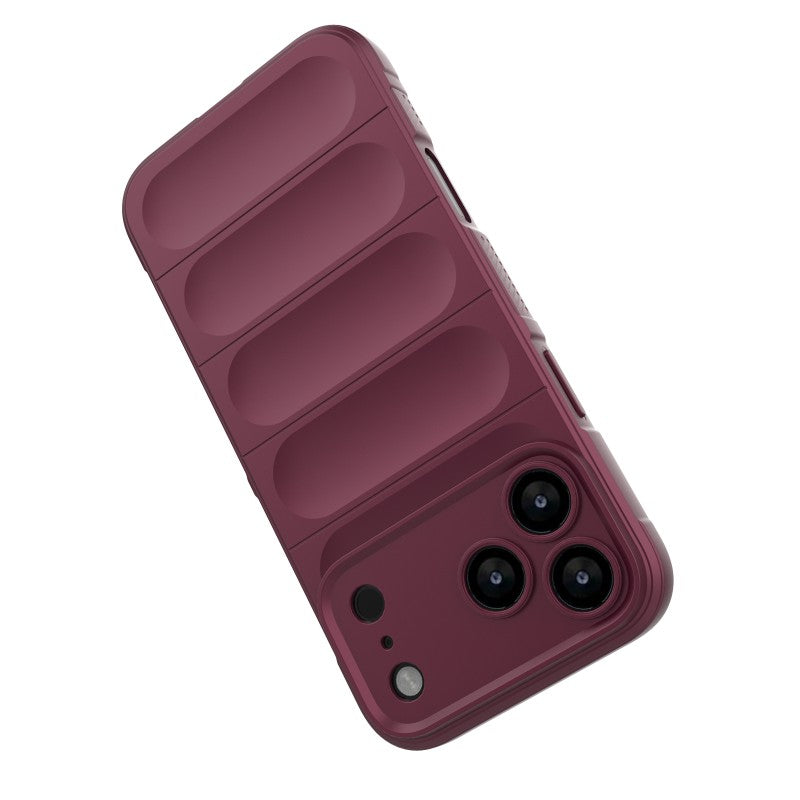 For iPhone 17 Pro Max TPU Case WANLONFENG HD Series Anti Slip Phone Cover with Tempered Glass - Wine Red