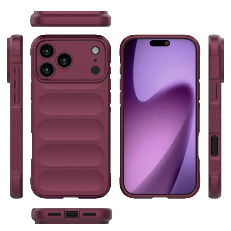 For iPhone 17 Pro Max TPU Case WANLONFENG HD Series Anti Slip Phone Cover with Tempered Glass - Wine Red